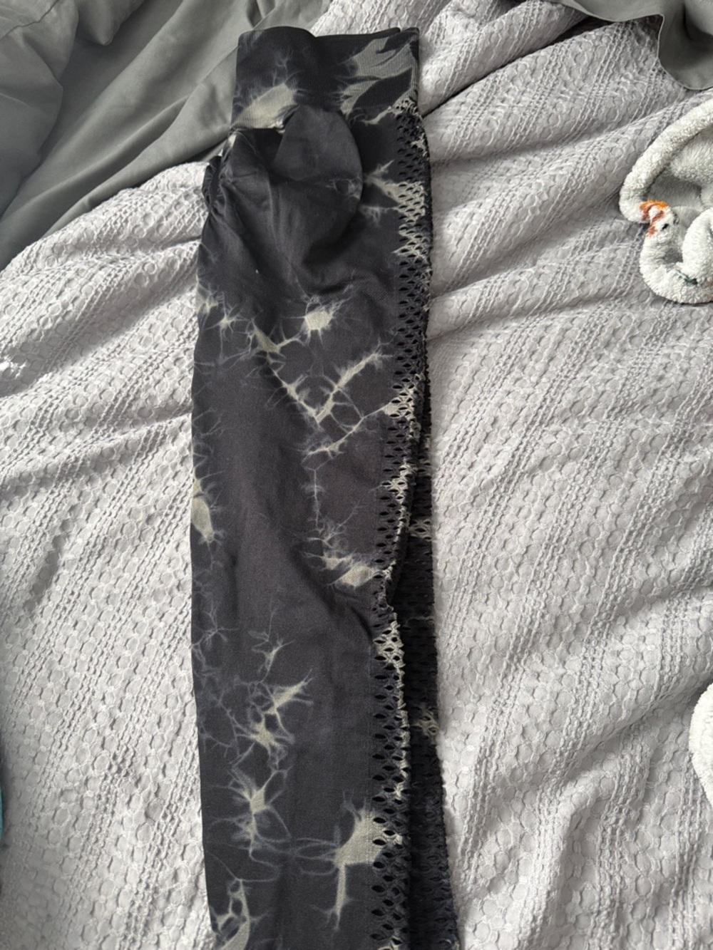Black Tie-Dye Leggings with Side perforated Detail